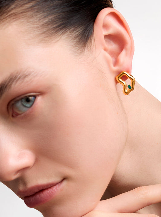 Aretes Tena Emerald Stud