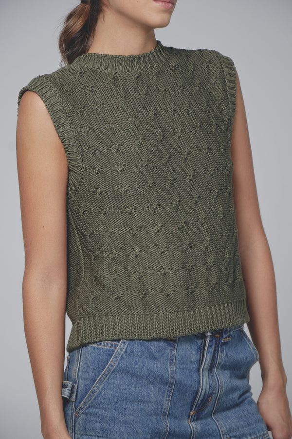 Chaleco Tied Back knit Vineward Green