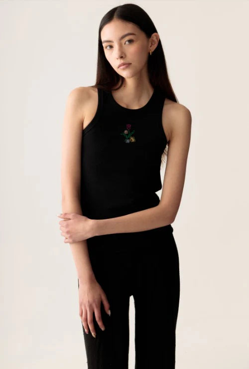 Top Tank Flower Black