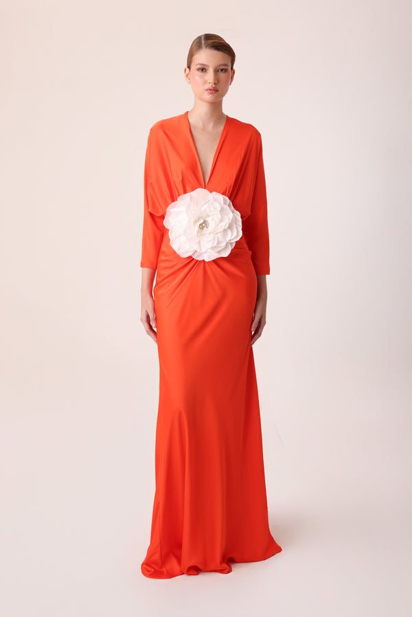 Vestido Heliconia Coral/Ivory