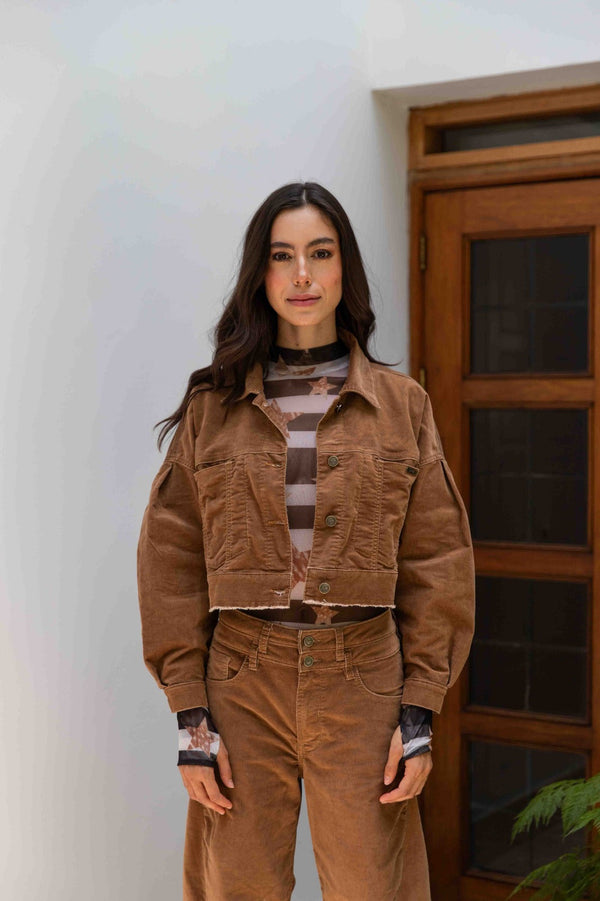 Chaqueta Balloon Velvet Caramel