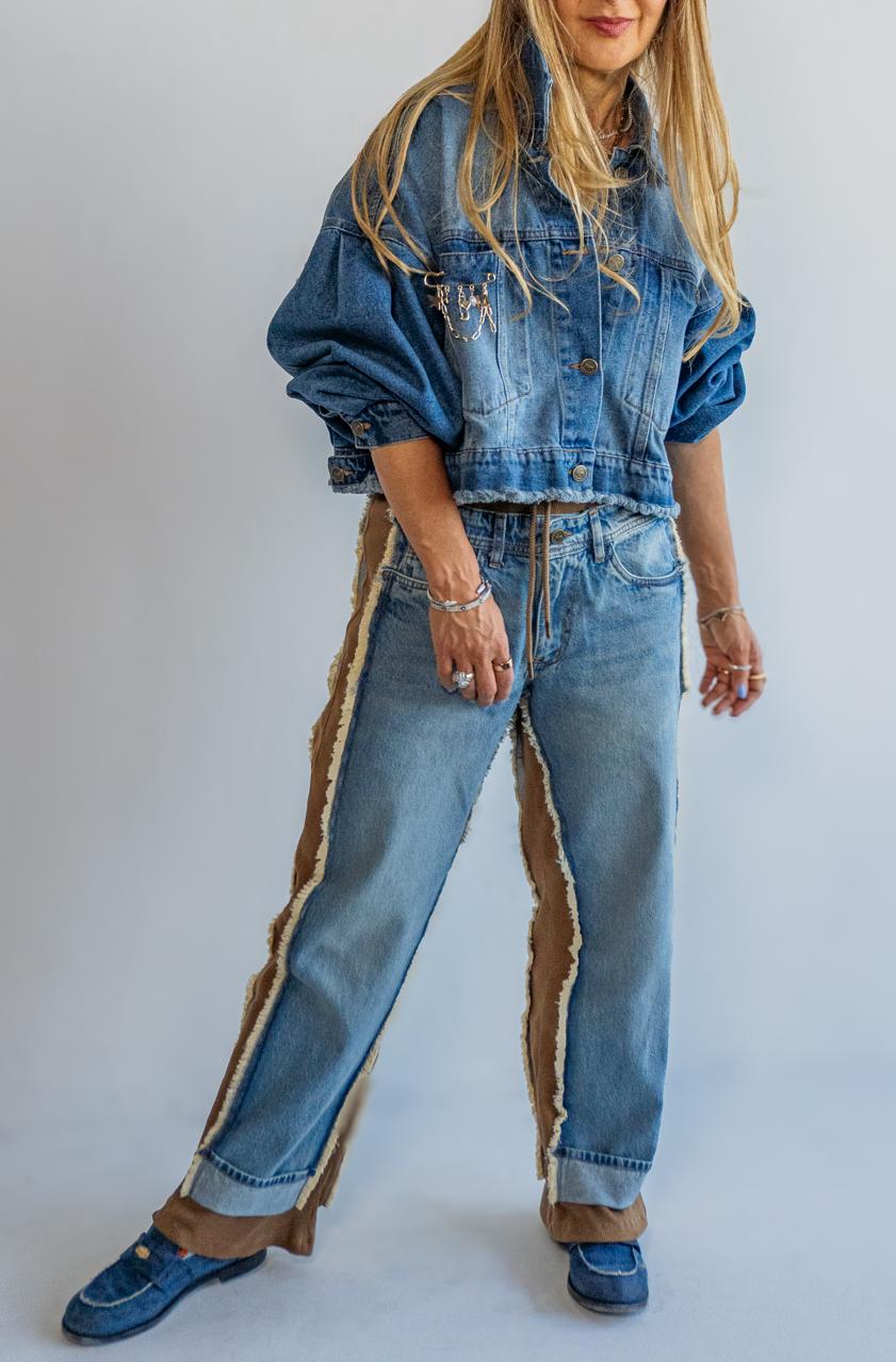 Pantalon Denim Jogger Camel