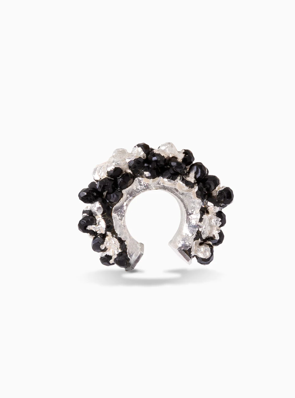 Earcuff Chunk Black Silver