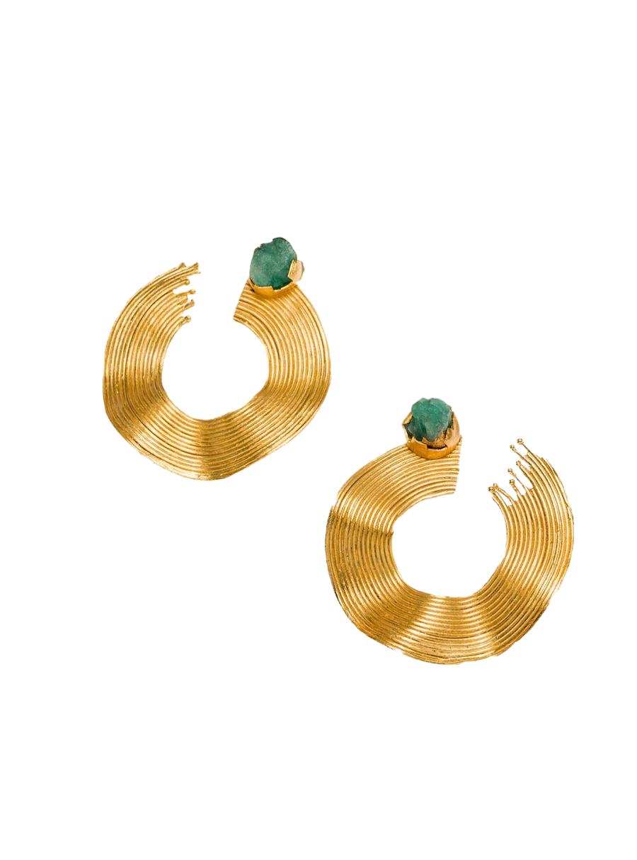Aretes Opened Emerald Maxi Waves