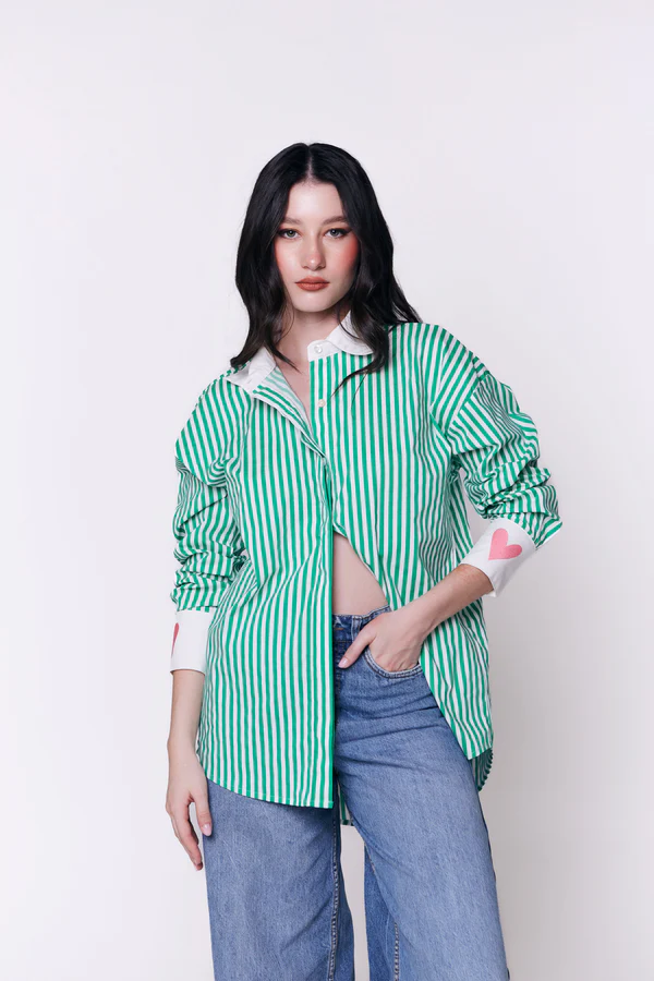 Camisa Piu Amore Shirt Green Stripes