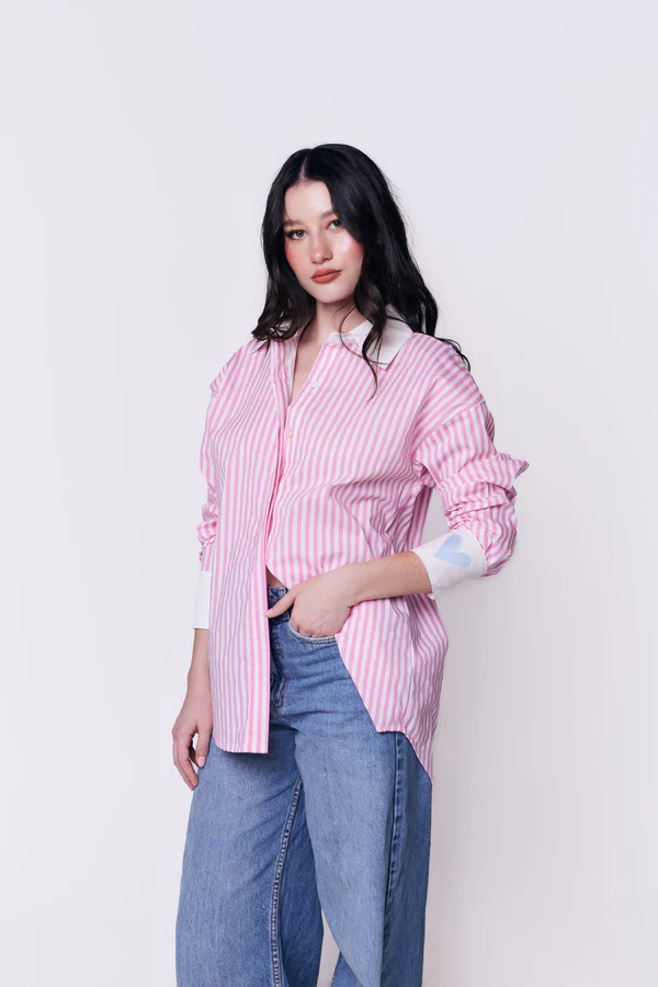 Camisa Piu Amore Shirt Pink Stripes