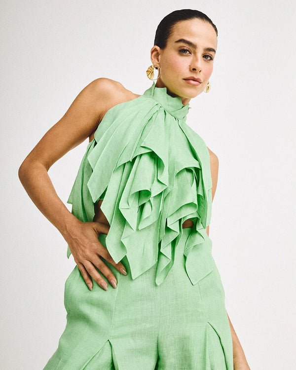 Crop Top Hojas De Amor Verde