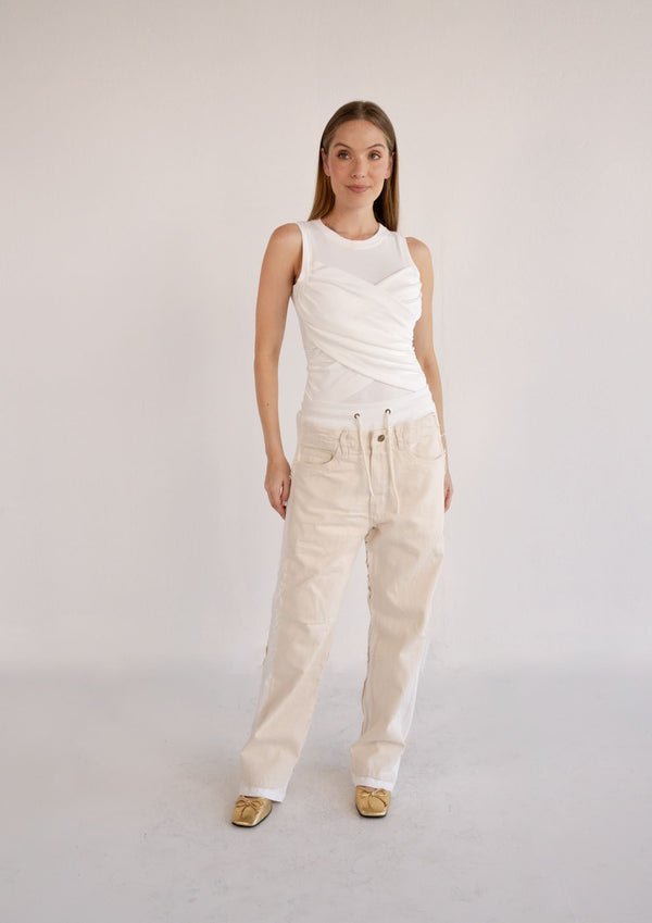 Pantalon Denim Jogger Cream