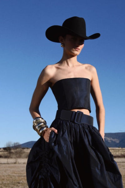 Top Taffeta Corset Azul