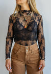 Top Mesh Flower Black